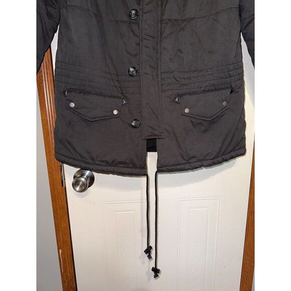 Urban Outfitters BDG Black Winter Utility Coat With Faux Fur Trimmed Hood Size M - Picture 4 of 13